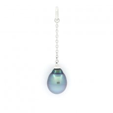 Ciondolo in Argento e 1 Perla di Tahiti Semi-Baroccha B 8.4 mm