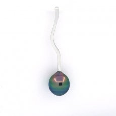 Ciondolo in Argento e 1 Perla de Tahiti Cerchiata B 8.8 mm