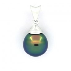 Ciondolo in Argento e 1 Perla di Tahiti Semi-Baroccha C+ 9.4 mm