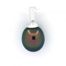 Ciondolo in Argento e 1 Perla di Tahiti Semi-Baroccha A 7.6 mm