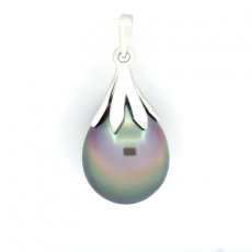 Ciondolo in Argento e 1 Perla di Tahiti Semi-Baroccha C 10.6 mm