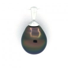 Ciondolo in Argento e 1 Perla di Tahiti Semi-Baroccha B 9.2 mm
