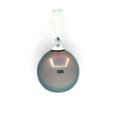 Ciondolo in Argento e 1 Perla di Tahiti Semi-Baroccha B 9.8 mm
