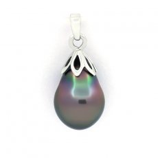 Ciondolo in Argento e 1 Perla di Tahiti Semi-Baroccha B 9.3 mm