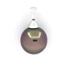 Ciondolo in Argento e 1 Perla di Tahiti Semi-Baroccha C 10.9 mm