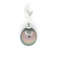 Ciondolo in Argento e 1 Perla di Tahiti Semi-Baroccha C 9.4 mm