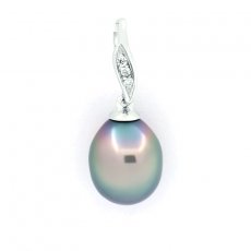 Ciondolo in Argento e 1 Perla di Tahiti Semi-Baroccha B 8.8 mm