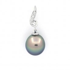 Ciondolo in Argento e 1 Perla di Tahiti Semi-Baroccha B 9.7 mm