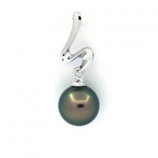 Ciondolo in Argento e 1 Perla di Tahiti Rotonda C 8.7 mm