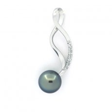 Ciondolo in Argento e 1 Perla di Tahiti Rotonda C 8.4 mm