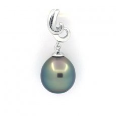 Ciondolo in Argento e 1 Perla di Tahiti Semi-Baroccha C 9.7 mm