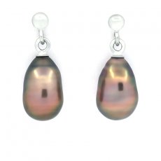Orecchini in Argento e 2 keishi di Tahiti