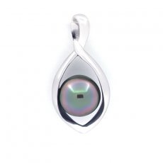 Ciondolo in Argento e 1 Perla di Tahiti Semi-Baroccha C 8.4 mm