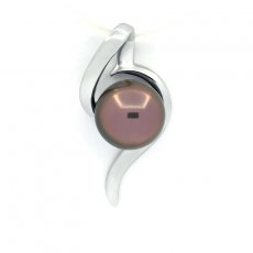 Ciondolo in Argento e 1 Perla di Tahiti Semi-Rotonda B/C 8.7 mm