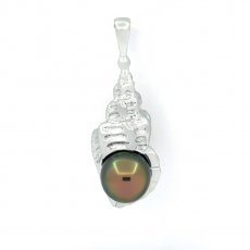 Ciondolo in Argento e 1 Perla di Tahiti Semi-Baroccha B 8.3 mm