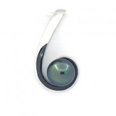 Ciondolo in Argento e 1 Perla di Tahiti Semi-Rotonda C 9.3 mm