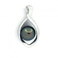 Ciondolo in Argento e 1 Perla di Tahiti Semi-Baroccha B/C 8.4 mm