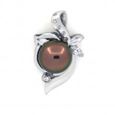 Ciondolo in Argento e 1 Perla di Tahiti Semi-Baroccha C 9.9 mm