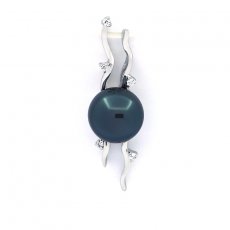 Ciondolo in Argento e 1 Perla di Tahiti Semi-Baroccha C 9.2 mm