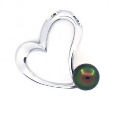 Ciondolo in Argento e 1 Perla di Tahiti Semi-Baroccha C 9.1 mm