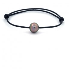 Braccialetto in Cuoio e 1 Perla di Tahiti Semi-Baroccha C 10.6 mm