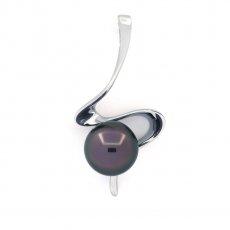 Ciondolo in Argento e 1 Perla di Tahiti Semi-Baroccha B 9.7 mm