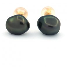 Orecchini in Oro 18K e 2 keishi di Tahiti