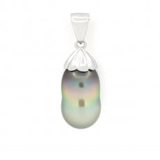 Ciondolo in Argento e 1 Perla di Tahiti Semi-Baroccha B/C 9 mm