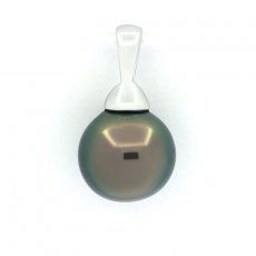 Ciondolo in Argento e 1 Perla di Tahiti Semi-Baroccha C 9.5 mm