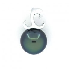 Ciondolo in Argento e 1 Perla di Tahiti Rotonda C 9.1 mm