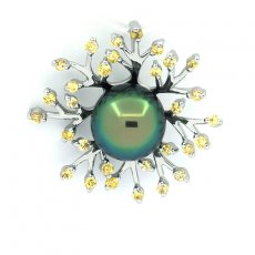 Ciondolo in Argento e 1 Perla di Tahiti Semi-Baroccha B+ 9.5 mm