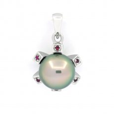 Ciondolo in Argento e 1 Perla di Tahiti Rotonda C 9.3 mm