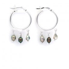 Orecchini in Argento e 6 keishi di Tahiti