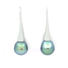 Orecchini in Argento e 2 Perle di Tahiti Semi-Barocche A 9.3 mm
