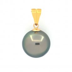 18K Gold Anhnger und 1 Runde TahitiPerle B 10.4 mm
