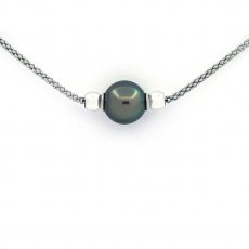 Braccialetto in Argento e 1 Perla di Tahiti Rotonda C 10.6 mm