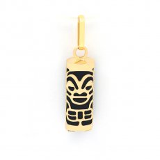 Ciondolo in Oro 18K e Agata Nera - 12 mm - Salute
