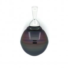 Ciondolo in Argento e 1 Perla de Tahiti Cerchiata B 11.5 mm