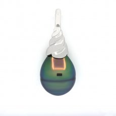 Ciondolo in Argento e 1 Perla de Tahiti Cerchiata B+ 10.7 mm