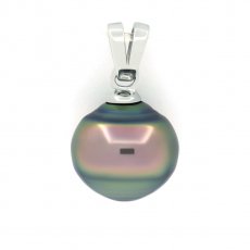 Ciondolo in Argento e 1 Perla de Tahiti Cerchiata B 12.4 mm