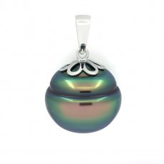 Ciondolo in Argento e 1 Perla de Tahiti Cerchiata B 14.2 mm