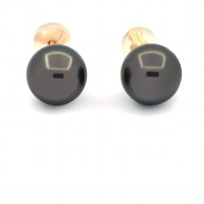 18K Gold Ohrringe und 2 Runde TahitiPerlen B/C 8.9 mm
