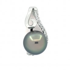 Ciondolo in Argento e 1 Perla di Tahiti Rotonda C 9.1 mm