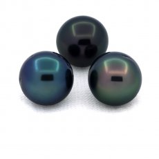 Lotto di 3 Perle di Tahiti Semi-Rotonde C di 9 a 9.2 mm