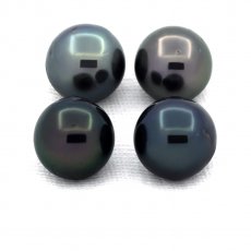Lot of 4 Tahitian Pearls Round D from 9.1 to 9.3 mm