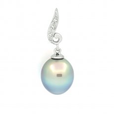 Ciondolo in Argento e 1 Perla di Tahiti Semi-Baroccha B 9.4 mm