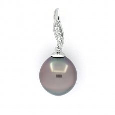 Ciondolo in Argento e 1 Perla di Tahiti Semi-Baroccha B/C 9.6 mm