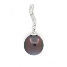 Colgante de Plata y 1 Perla de Tahiti Semi-Barroca C 10 mm