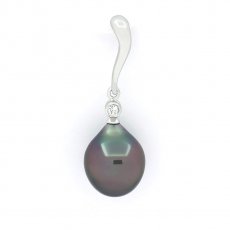 Colgante de Plata y 1 Perla de Tahiti Semi-Barroca B 10.1 mm