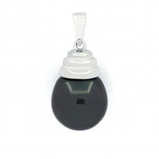 Ciondolo in Argento e 1 Perla di Tahiti Semi-Baroccha B 12.1 mm